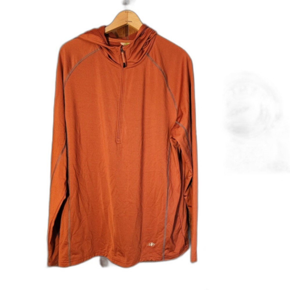 NordicTrack Quarter Zip Hoodie Mens Large Burnt Orange Athletic Pullover Top